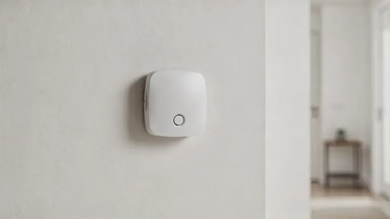 CO-Melder an der Wand in einem Wohnraum als Hinweis auf den Notfall-Schutz