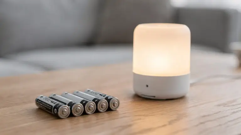 Batteriebetriebene LED-Lampe und Batterien zum Thema Wie lange halten LED-Lampen mit Batterie?