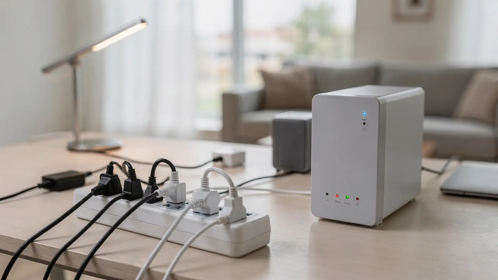 Überspannungsschutz und Spannungsstabilisator für Elektrogeräte gegen Spannungsschwankungen