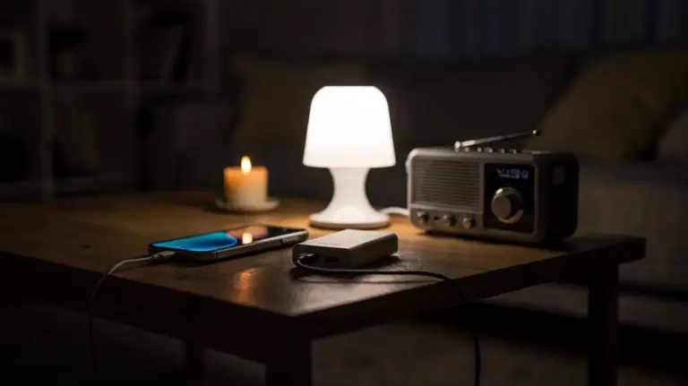 Smartphone, Powerbank und Radio für die Notfallkommunikation beim Stromausfall